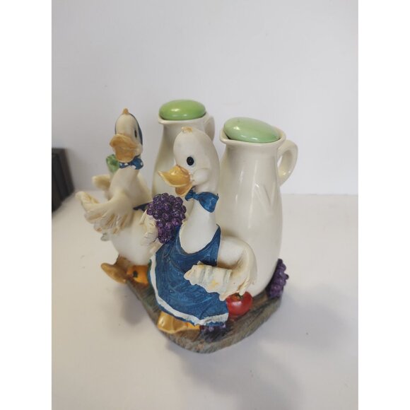 Vintage Oil & Vinegar Cruet Set Japan Hand Painted Ducks 6" Tall 1970's - Picture 2 of 14